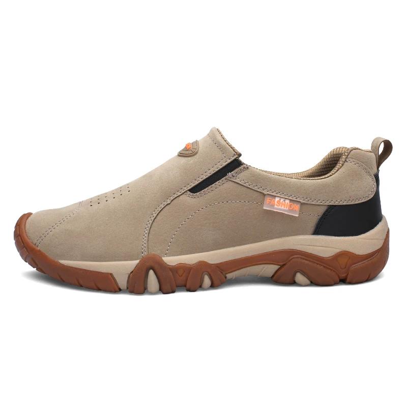 Fashion Men's Casual Sneakers Fashion Leather Breathable Outdoor Hiking Shoes Men Non-Slip Trekking Shoes Mens Moccasins Zapatos Hombre