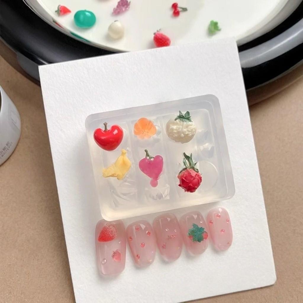 3D Fruit Nail Art Mold - Strawberry & Grape Silicone Carving Tool