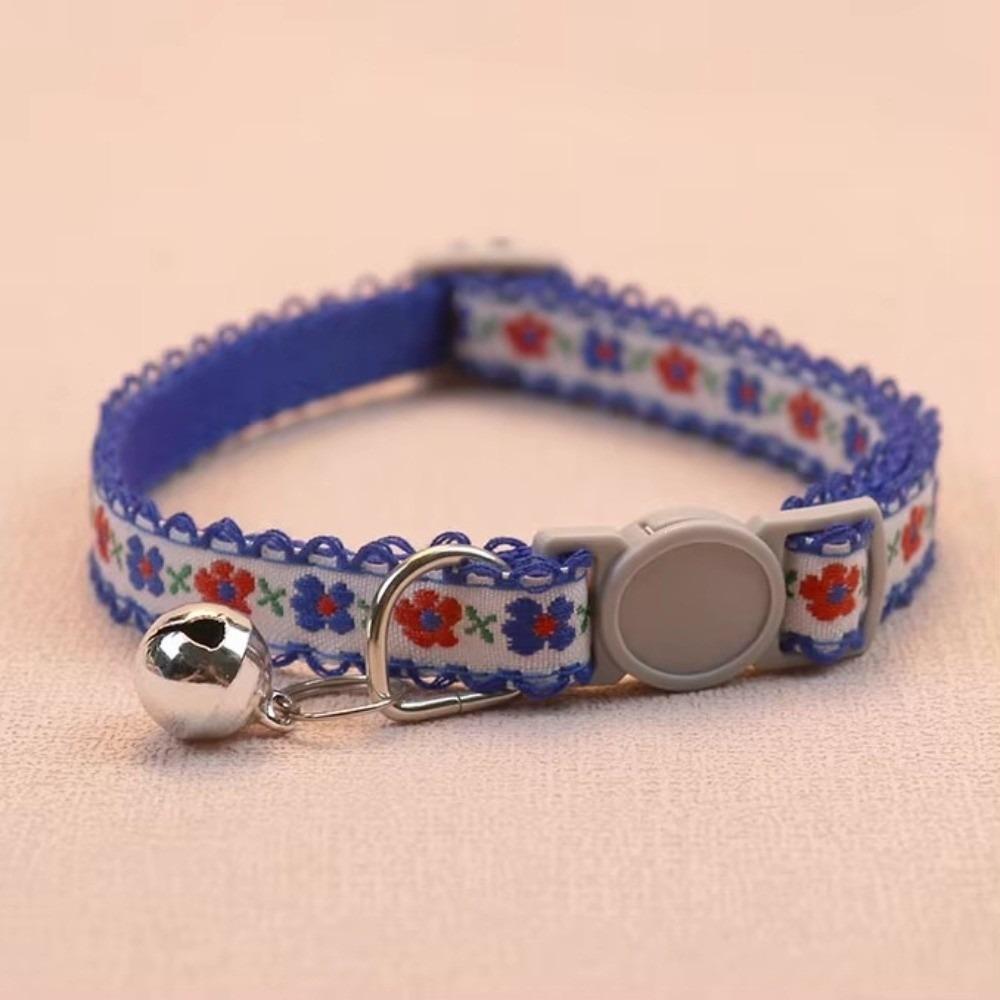 Floral Embroidered Cat Collars Adjustable Cat Supplies New Pet Collars