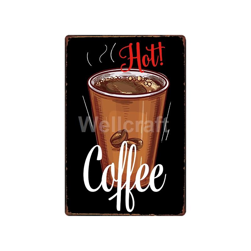 [ WellCraft ] Fast Food Hot Dog Ice Cream Pizza Coffee Metal Sign Wall Plate Pub Bar Vintage Painting Personality Decor LT-1723