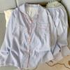 Spring and Autumn New Cloud Cotton Pajamas Women's Long Sleeve Loose Lapel Cardigan Striped Loungewear Women's Suit