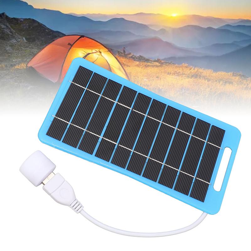 2W 5V Solar Panel With Light Usb Waterproof Outdoor Hiking Camping Portable Battery Mobile Phone Charging Bank Charging Panel