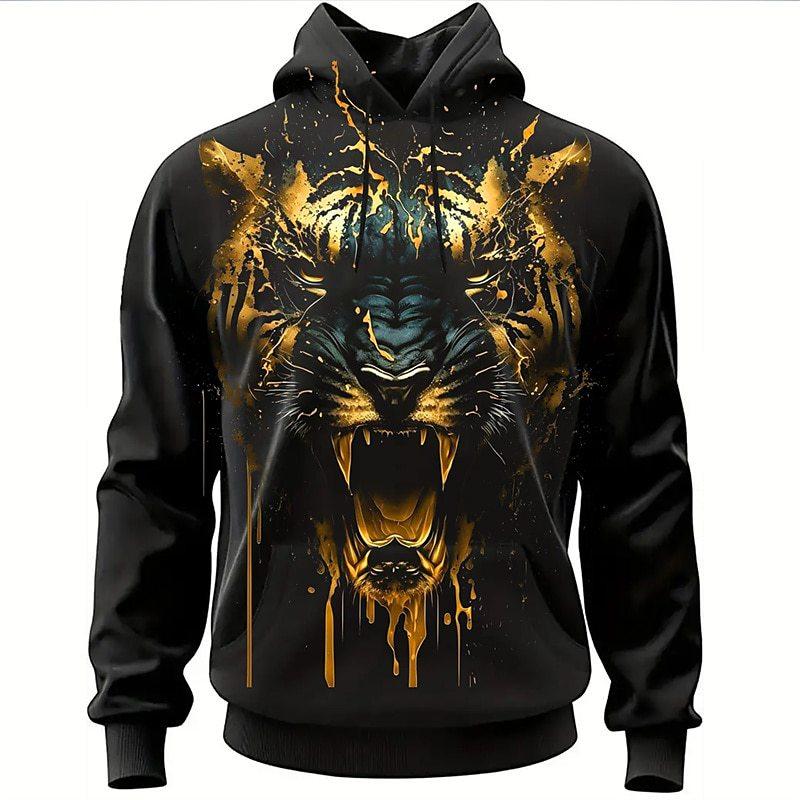 

Casual Animal Print Top Fashion Loose Sweatshirt Simple Hoodies Sweatshirts Men’s 6XL