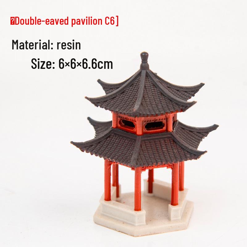 Ancient Architecture Bonsai Pavilion Ornament for Fish Tank and Aquaterrarium Landscaping