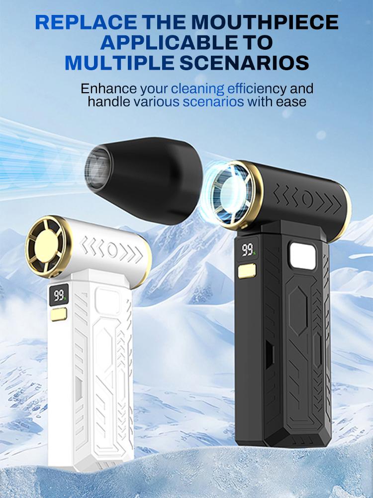 350000RPM Powerful Dust Blower Double-Sided Lighting Turbo Fan Jet 6 Gear Speed Strong Wind Mini Violent Fan Type-C Rechargeable