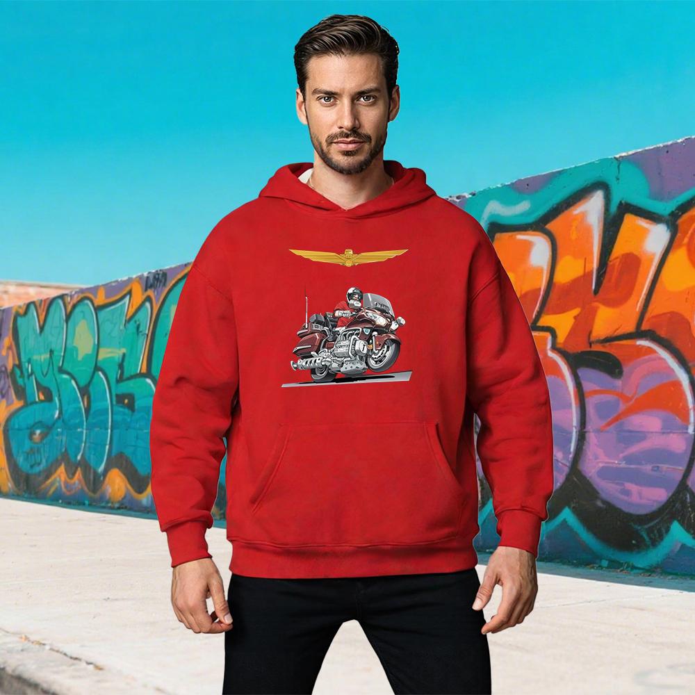 Autumn and Winter GL1800 Motorcycle Sweatshirt Black Street Wear Hoodie Men's and Women's Oversized Long-sleeved Casual Pullover