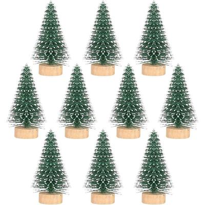 12pcs Mini Christmas Trees Small Artificial Christmas Tree Ornament Cedar Pine Sisal Tabletop Merry Christmas Party Decoration