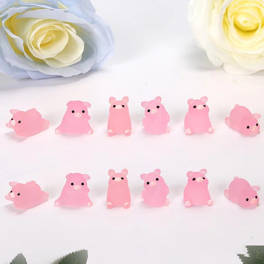 Luminous Pink Pig Decoration - Creative ABS Mini Pig Craft Set, Suitable for Home DIY Decoration and Motorcycle Decoration