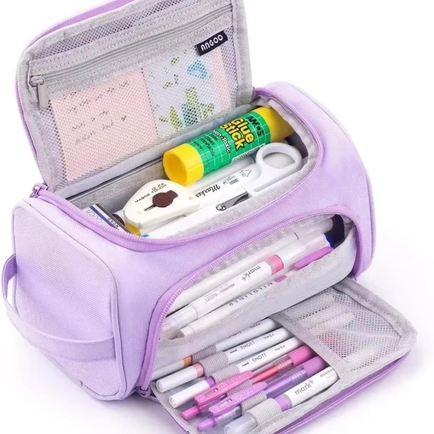Supergrote Leuke Etui Potlooddoos Opbergtas Grote Capaciteit voor Jongen Meisje Kinder Cadeau Kawaii Etui Schoolschrijfwaren paars