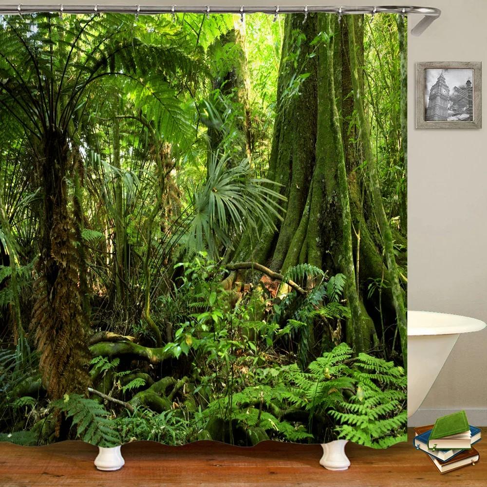 3D Nature Forest Trees landscape Bathroom Shower Curtain Home Decor Curtain Fabric Waterproof Shower Curtain With Hook 180x200