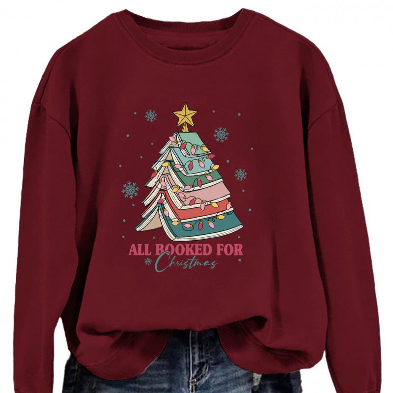 Christmas Letter Fun Print Casual Round Neck Hoodie