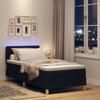 LED Box Spring Bed with Headboard Black 90 x 190 cm Fabric