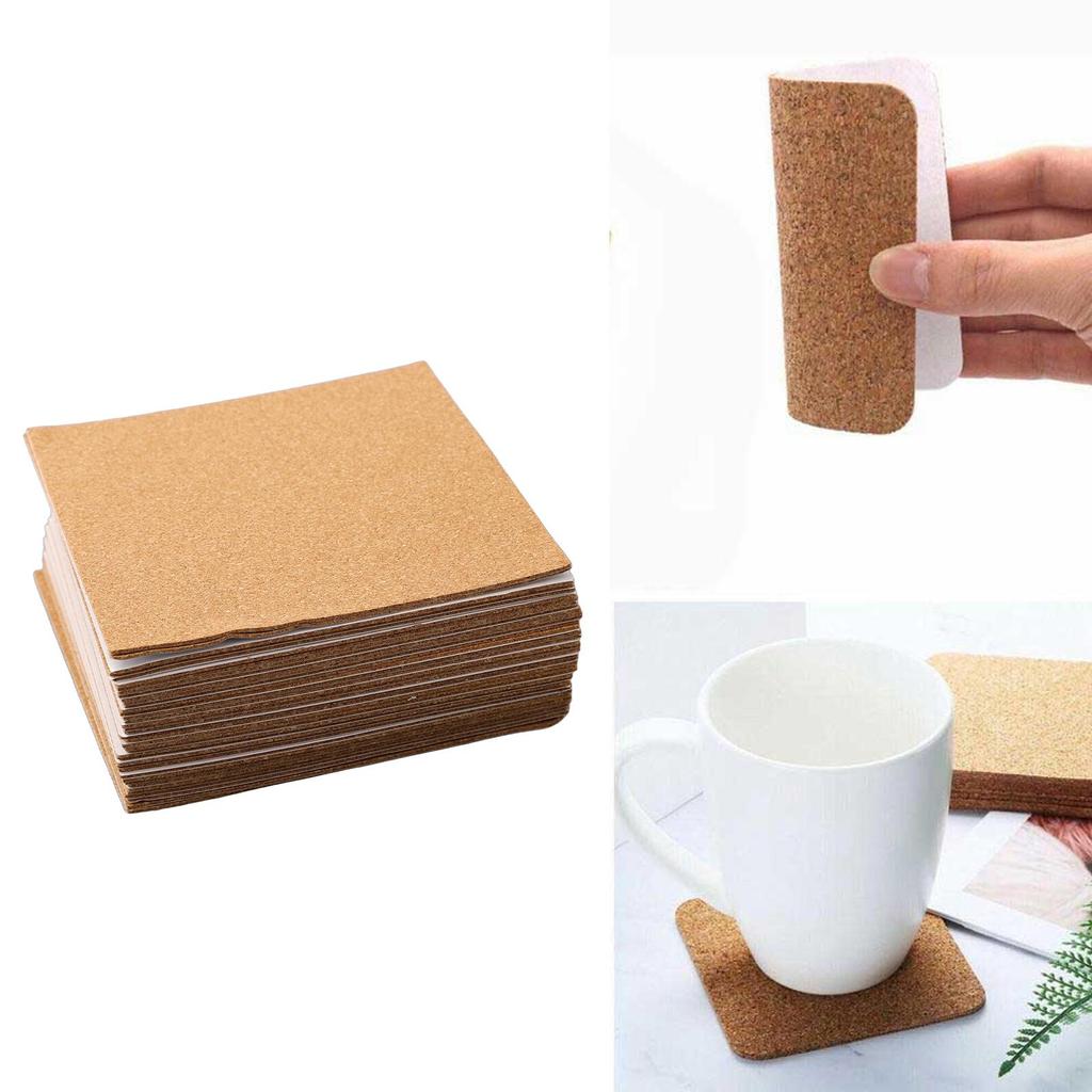 Square Cork Mat With Back Glue 100 X 100 X 1mm 40pc