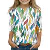 Print Tops For Youth Girls 5-16 Years Round Neck 3/4 Sleeves T-Shirts Trendy Tops Outfit Tees