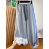 Women's Yellow Fleece-Lined Joggers - Korean Style, Loose Fit, Autumn/Winter 2025 Harem Pants