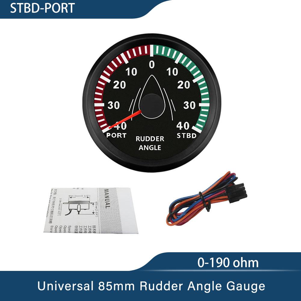 New Universal 52mm 85mm Marine Boat Rudder Angle Indicator Gauge 12V 24V with Red Backlight 0-190 ohms for Boat Yacht Vessel