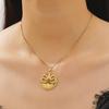 Fashion Geometry Stainless Steel Imitation Tiger Eye Stone Necklace Pendant Sweater Chain