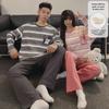 Women's & Men's Cartoon Pajama Set with Chest Pads – Korean Style Long-Sleeve Home Wear for Autumn & Winter