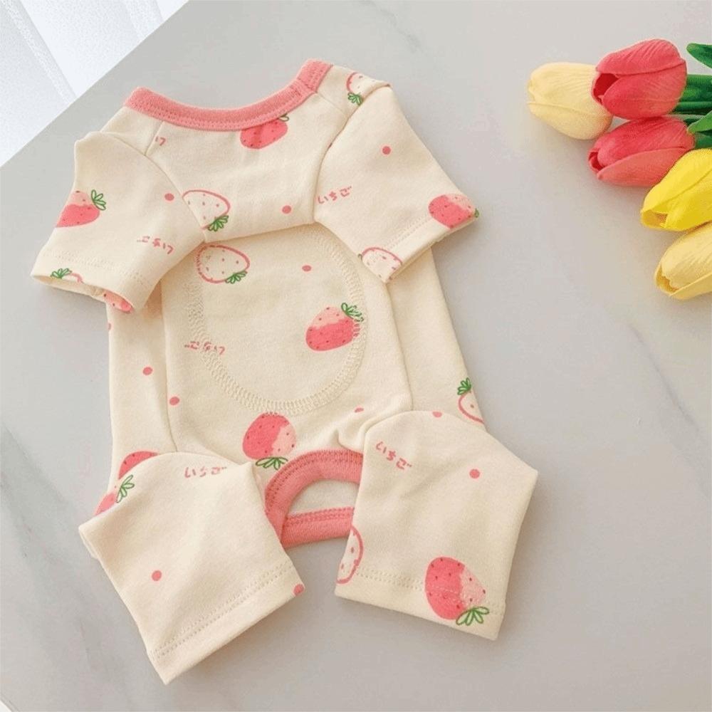 Cute Cartoon Printed Four-Legged Dog Pajamas Warm Belly-Hugging Dog Jumpsuit Comfortable Dog Home Clothing Home Sleepwear