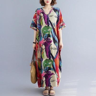 Abito estivo maxi lungo allentato casual da donna taglie forti