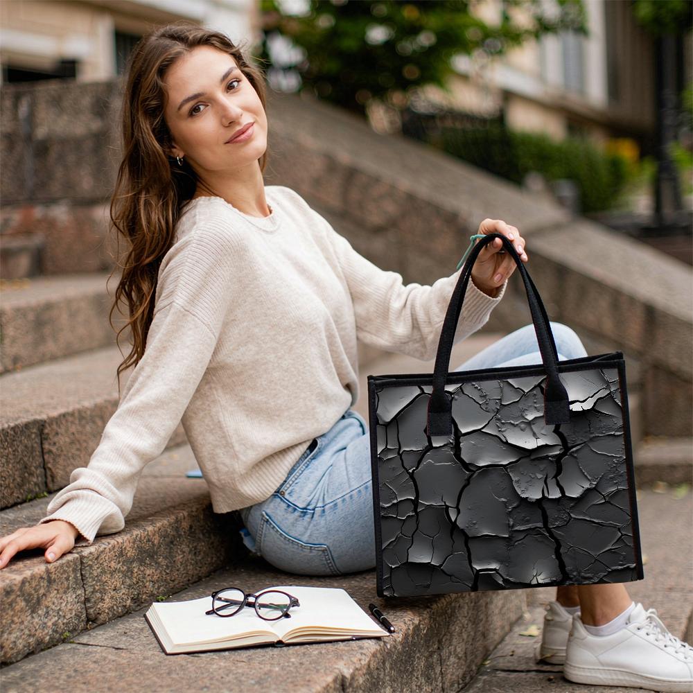 Cracked Pattern Large Tote Bag for Daily Commute Shopping
