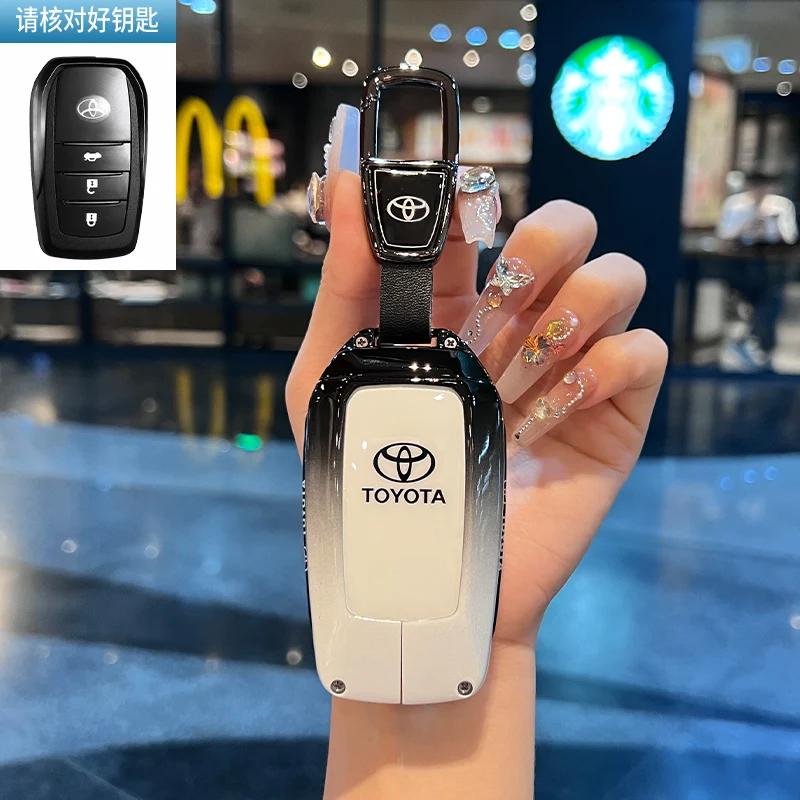 Toyota Car Key Case Cover Shell Fob for CHR Hilux Fortuner Land Cruiser 200 Camry Corolla Crown RAV4 Highland Key Chain Accessor