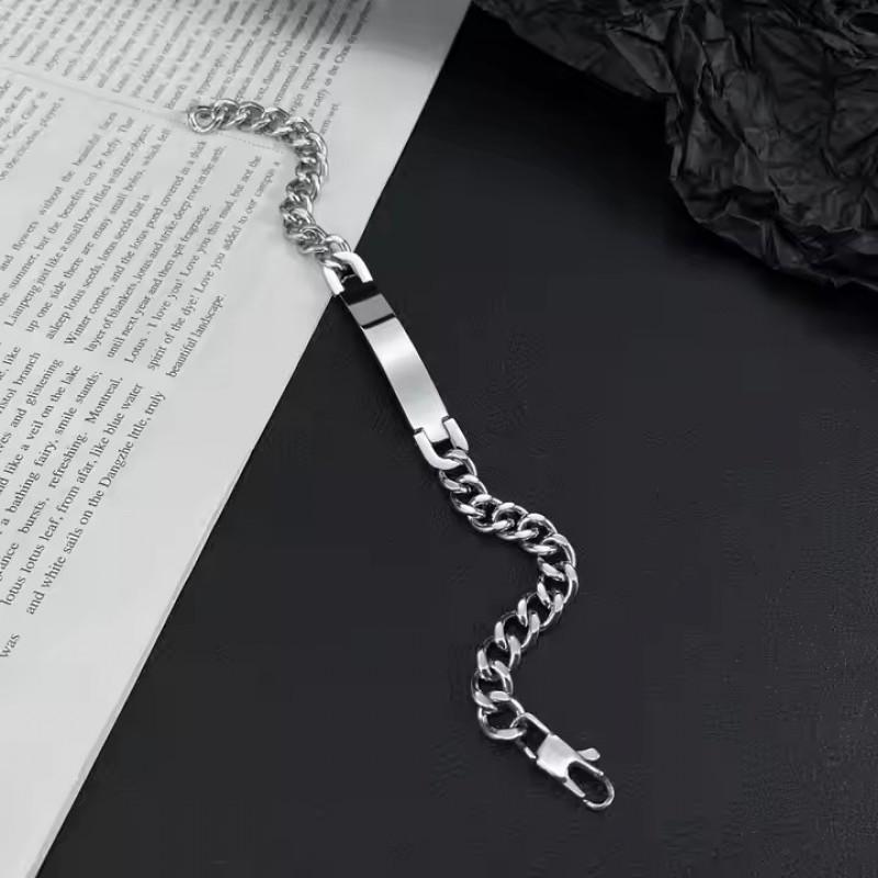 Edelstahl Titan Armband Paare Geometrisch Cuban Link Verstellbar Personalisierte Gravur Geschenk