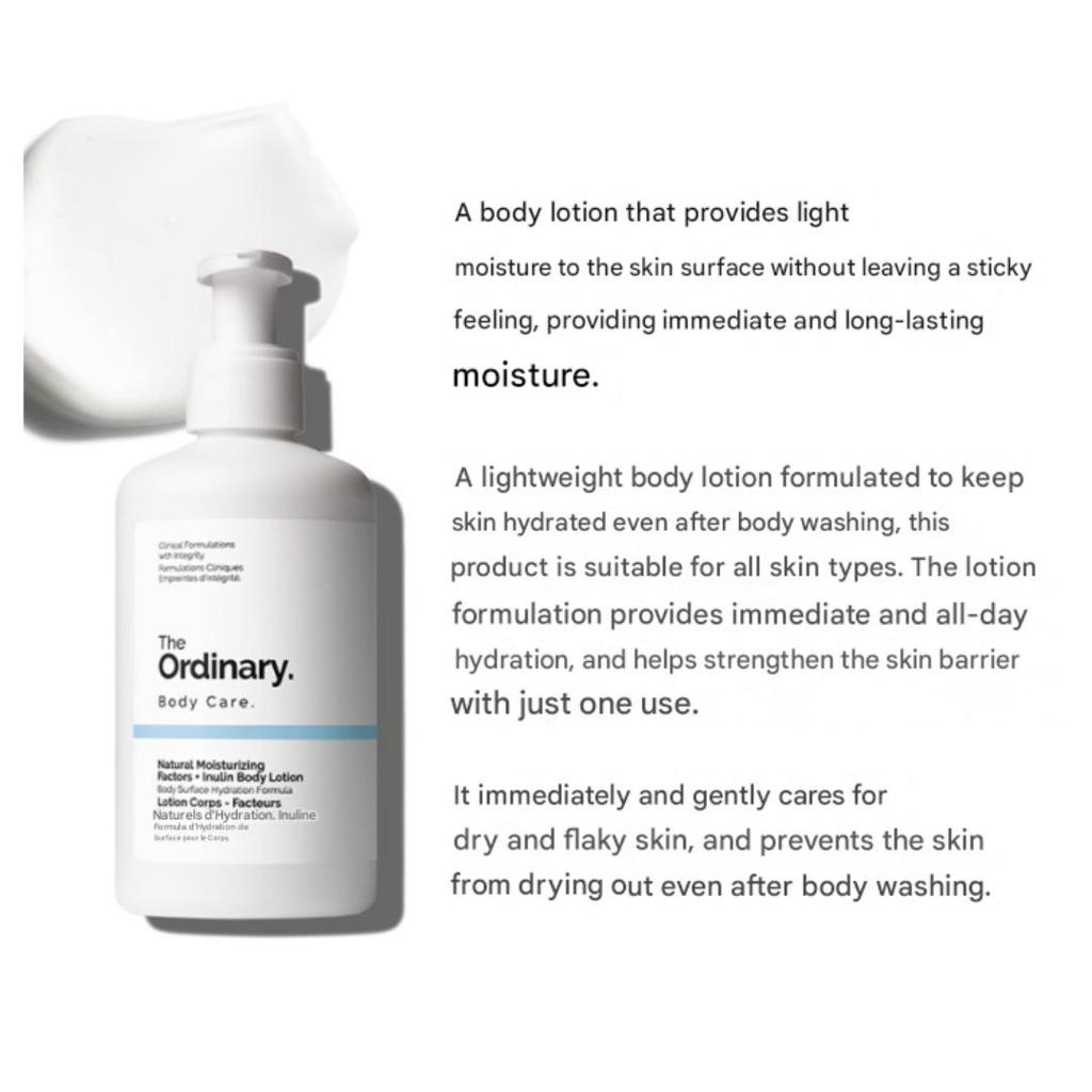 THE ORDINARY Natürliche Feuchtigkeitsfaktoren + Inulin Körperlotion 240ml (3 Optionen)