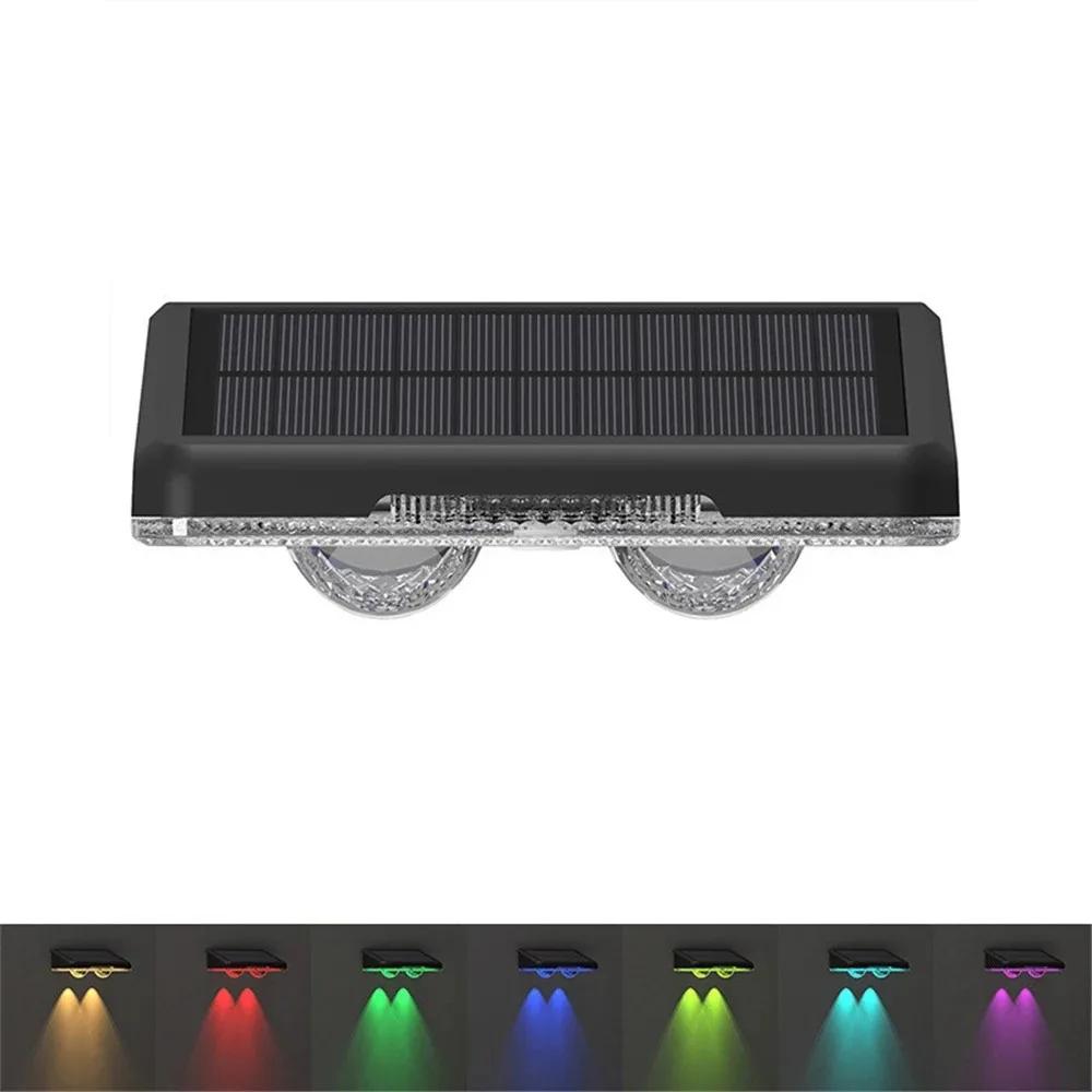 4/8PCS Solar Fence Light Outdoor LED Wall Lights RGB and 3Color Lighting IP65 Waterproof for Garden Courtyard Decoration Light