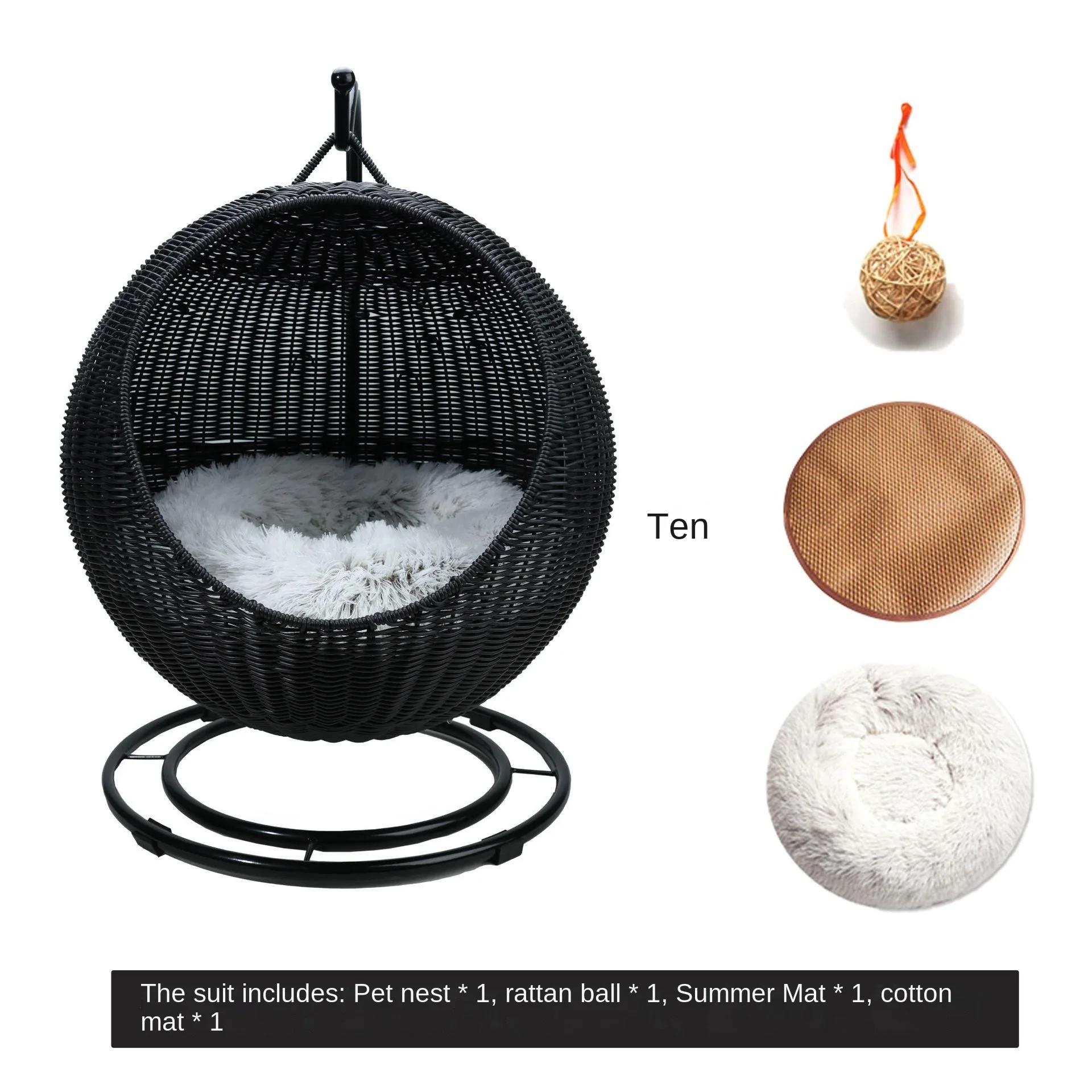 

Лежак для кошек, корзина с плюшевой подкладкой - теплая лежанка, коврик и гамак для маленьких собак и кошек - Perfect Pet Supplies чёрный