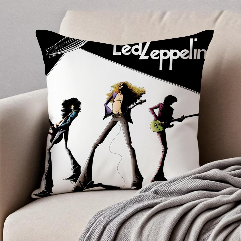 Rock British Rock Band Led Zeppelin Cushion Cover Pillowcase Antidustmite Invisible Zipper Short Plush Sofa Cushion