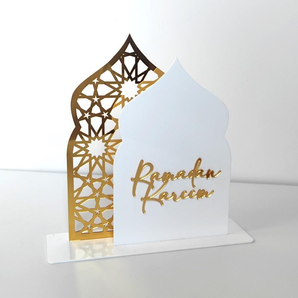 Kreative Acryl-Ramadan-Ornamente Burg Basteln Gold Schwarz Eid Mubarak Dekorationen DIY Islamische Tischdekoration