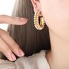 French Retro Baroque Pearl Earrings: Elegant 18k Gold C-Shaped Titanium Earrings for Women