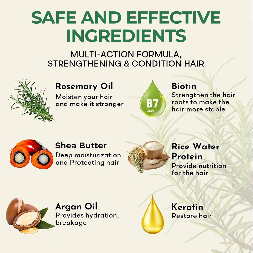 Rosemary Shampoo-Gentlw Cleanses Nourishes & Purifies Hair & Scalp-Suitable for All Hair Types, 300ml