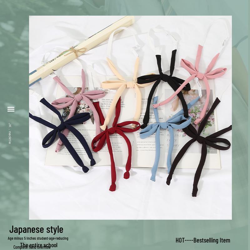 In Stock Solid Color Japanese Style Flower Rope Uniform Bow Tie No-Tie Lanyard for Women