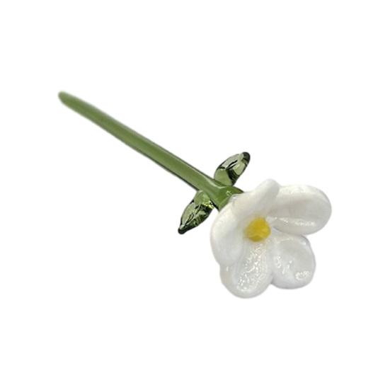 Handmade Glass Flower Decoration with Stem Hand-Blown Mini Floral Plants Figurine Home Living Room Office Table Flower Vase Ornament