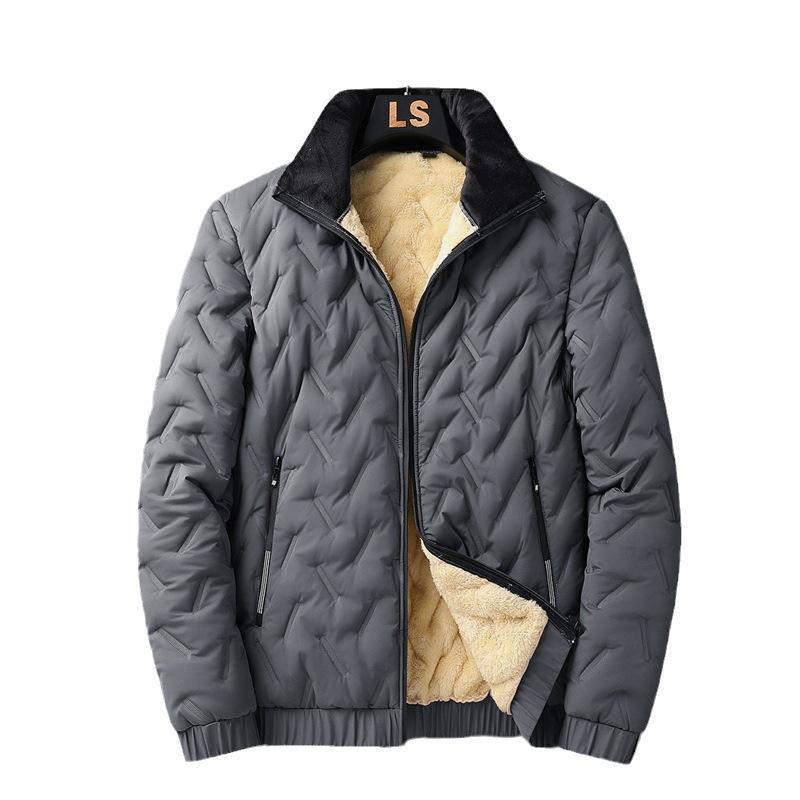 Men's Winter Windproof Fleece Lined Jacket Warm Breathable Zip-Up Sherpa Lined Coat Comfortable Long Sleeve Casual Jackets for Men Plus Size M-8XL