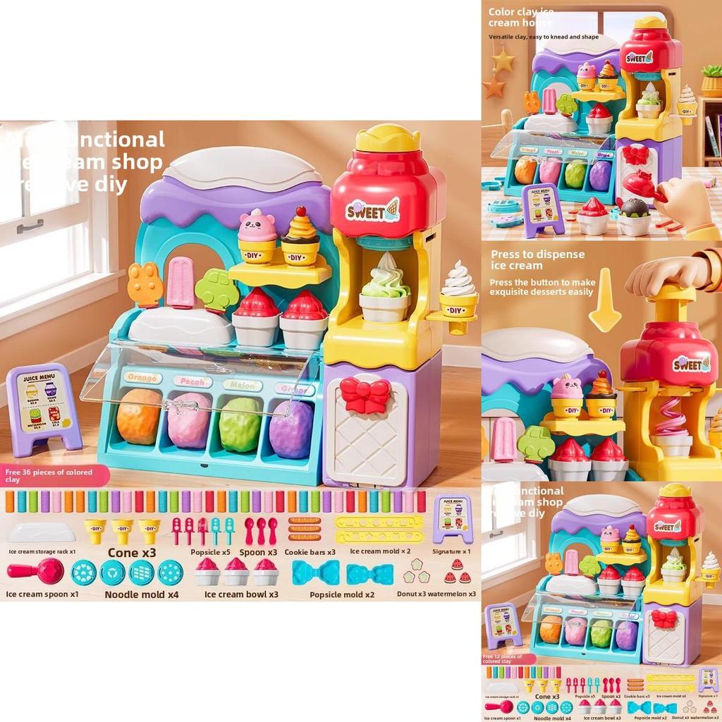 Children Play Ice Cream Maker Toy With Colorful Clay For Creative Fun And Parent Child Interaction