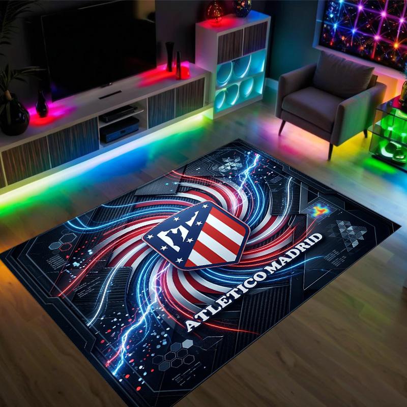 Atletico Madrid Design Crystal Velvet Carpet Cozy Non?Slip Printed Rug For Bedroom Living Room Entrance