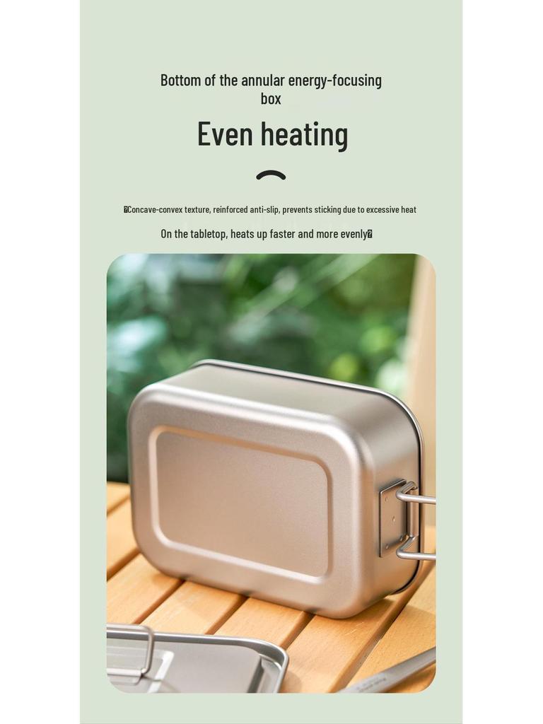 Multi-Functional Titanium Lunch Box with Handle for Outdoor Cooking