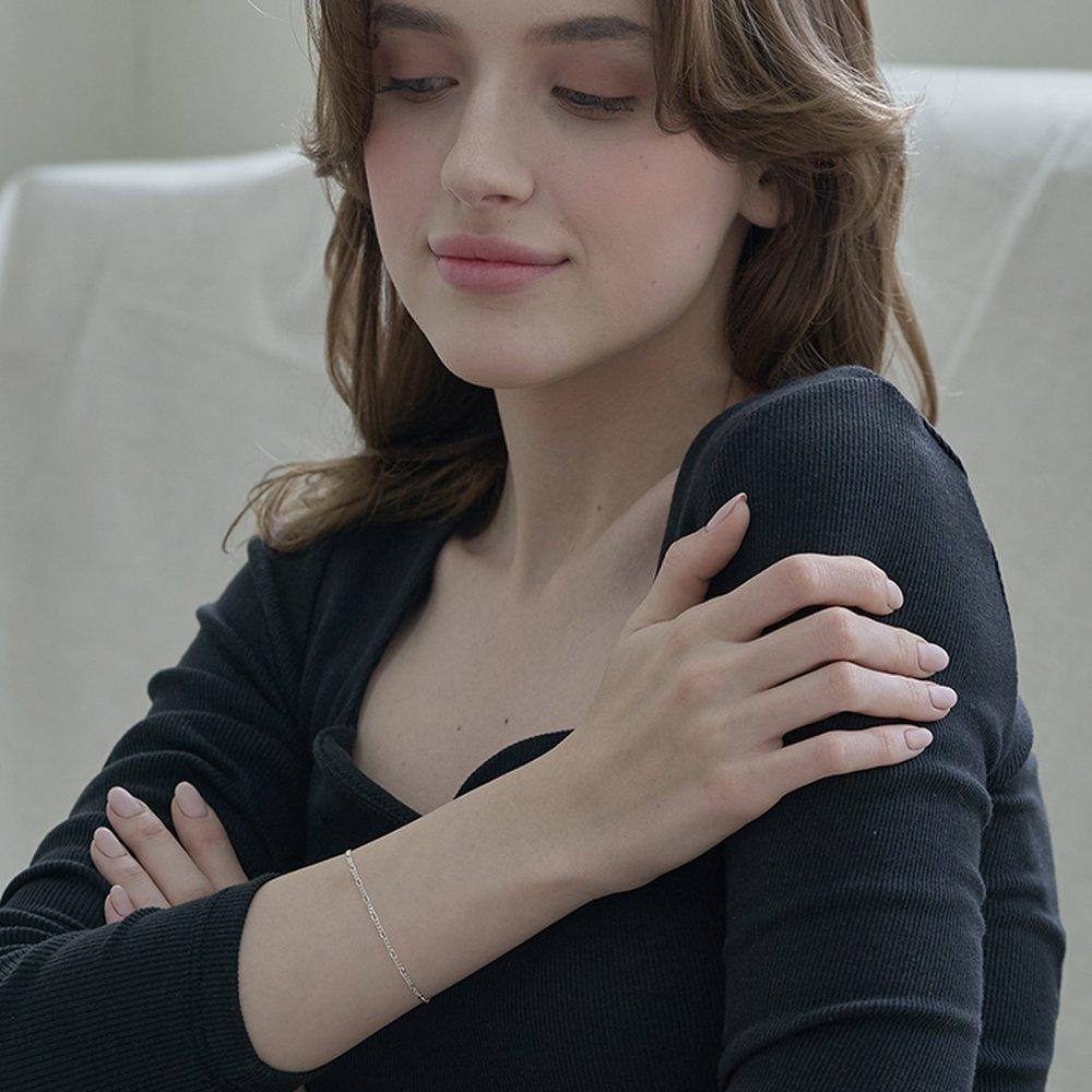 Mimi.J Jewelry 925 Silver Ladder Link Chain Bracelet