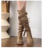 Fashion Knight Boots Fall Winter 2025 Women's Brown Tassel Mid-Leg Boots
