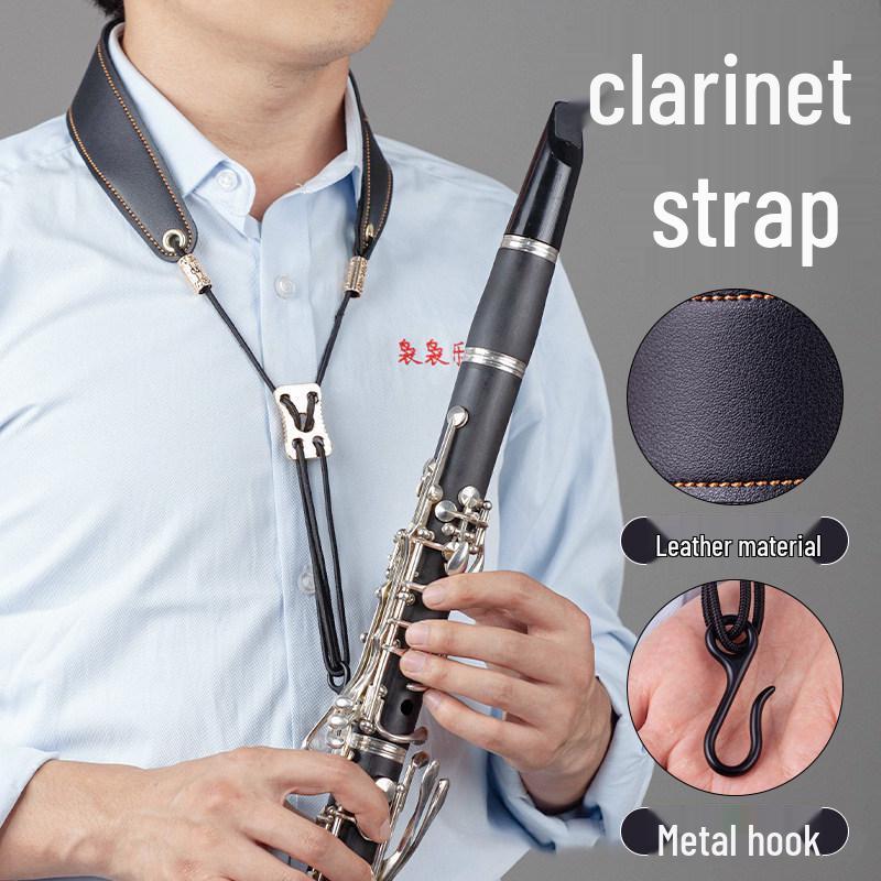B-flat Clarinet Neck Strap: Adjustable Black Lanyard for Adults, Children, and Students - Universal Musical Instrument Shoulder Strap. чёрный