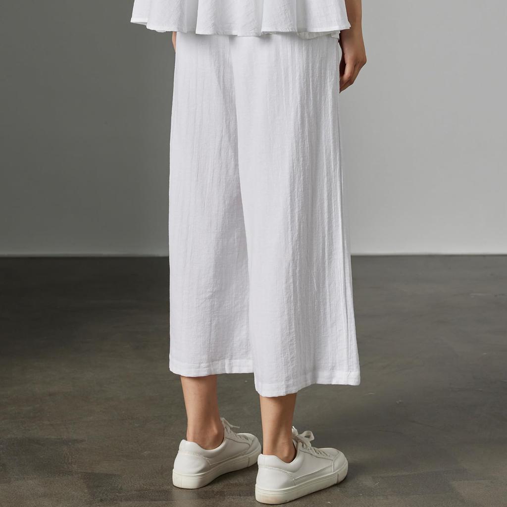 Huaxure Hemp Gaucho Long Summer Slightly Machine Cool Pants Women's Wide-Leg Pants, Lightweight, Pants, Pants, Wear, Sheer, Stretch, Washable, Soft,