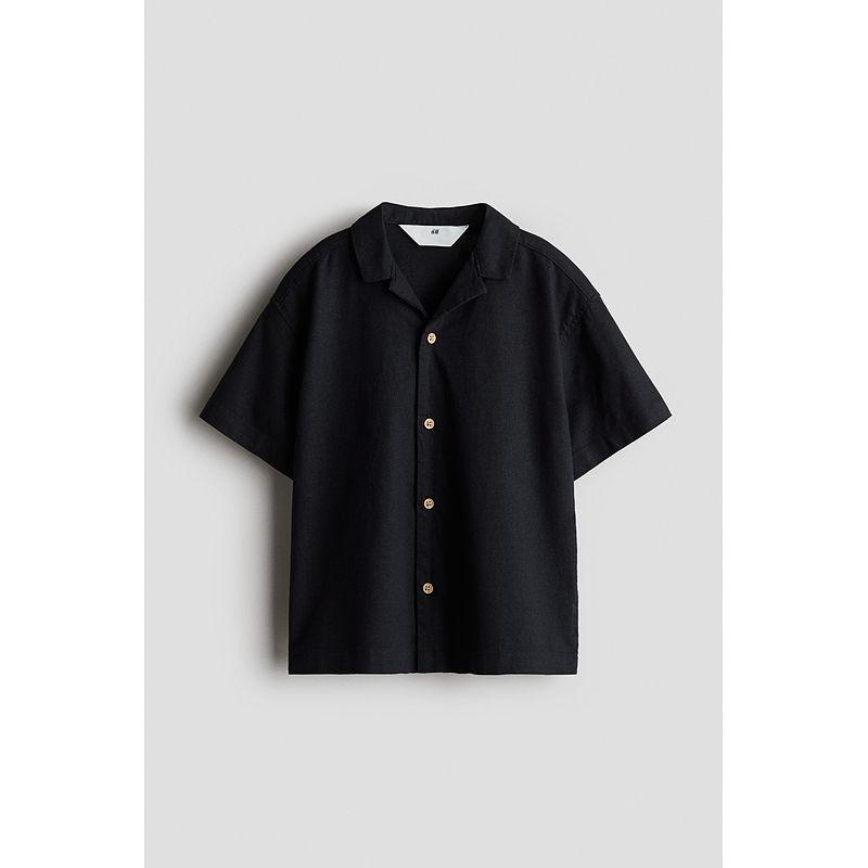 

HM Children s Clothing Boys Shirt 2025 Summer New Comfort Linen Blended Cuban Collar Shirt 1289758