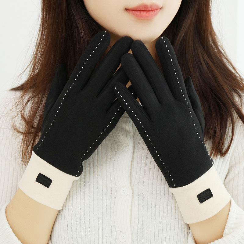 Women Autumn Winter Keep Warm Touch Screen Thin Plus Cashmere Solid Simple Style Gloves Cycling Drive Fashion Elegant Windproof