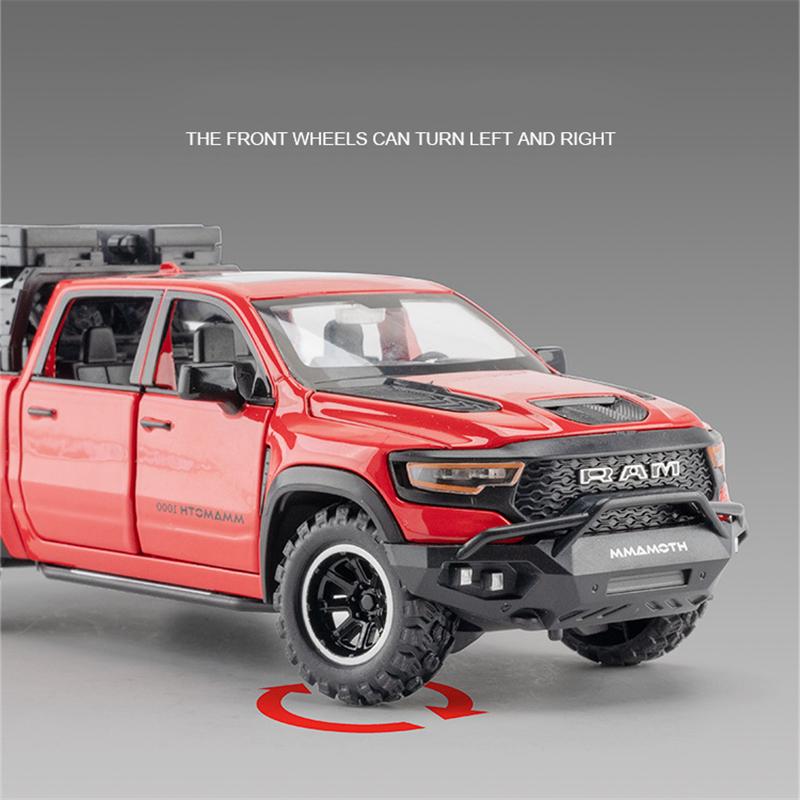 1/32 Scale DODGE Mammoth 1000 TRX Alloy Pickup Car Model Diecast Metal Off-road Vehicle Model Sound and Light Simulation Kids Toy Gift