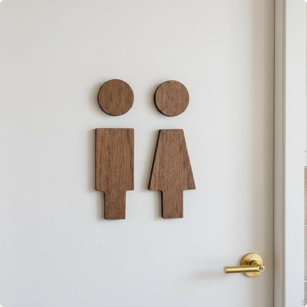 2 Pieces Wooden Toilet Sign Set Men Women Restroom Figures Easy To Install Male Female