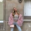 European and American hooded pink fox fur jacket fashion cardigan eco-friendly fur coat women