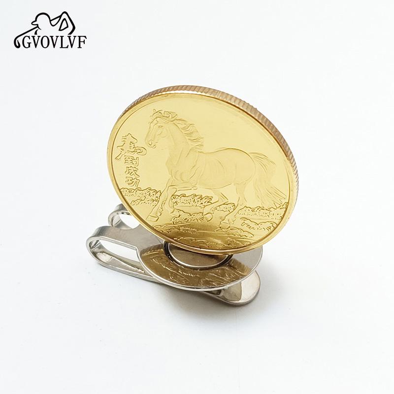 Removable Golf Ball Marker Year of the Golden Horse With Magnetic Hat Cap Clips Golf Accessories Gift For Golfers Golf Lover 5